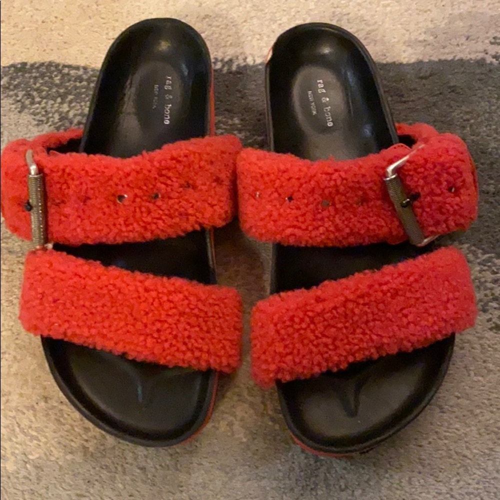 Rag and Bone cozy furry slide